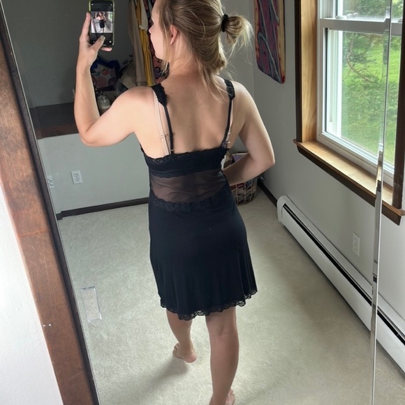 Cut Out Soft Slip intimate Lounge Bedroom Black Dress - Picture 13 of 13
